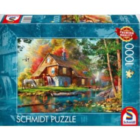 Puzzle 1000 piese, Moara de apa in toamna, Schmidt