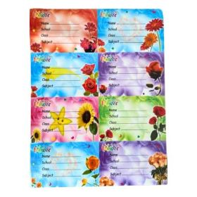 Etichete scolare CNX 8/coala, model flori, 10 coli/set