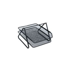 Tavita documente Office Cover, 2 nivele, plasa metalica, negru