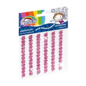 Accesorii creatie - diamante sirag plastic, roz, 9cm, autoadezive, flori, blister 6 buc, Fiorello, GR-DS05 / 170-2401