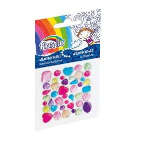 Accesorii creatie - pietre pretioase plastic, diverse culori, 3-15mm, autoadezive, blister 42 buc, Fiorello, GR-DS137 / 170-2468