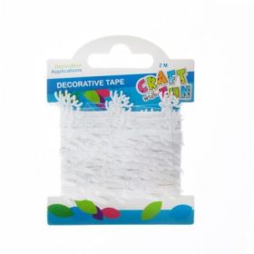 Banda decorativa - reni, 2. 5cm x 2m, plastic, alb, Craft with Fun, 463489