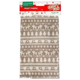 Accesorii craft - Craciun, 45x50cm, textil, maro, Craft with Fun, Print Fabric, 412797