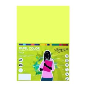 Carton colorat A4 Fabrisa, 180g/mp, galben fluorescent, top 250 coli