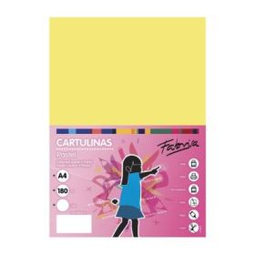 Carton colorat A4 Fabrisa, 180g/mp, galben pastel, top 50 coli