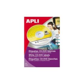 Etichete autocolante Agipa 101141, 2/A4, 40/114mm, permanente, rotund, alb, pentru CD/DVD, top 100 coli (200 etichete)