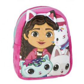 Ghiozdan gradinita mini Cerda Gabby's Dollhouse, 22 cm, 1 compartiment, material catifelat, roz, 36898