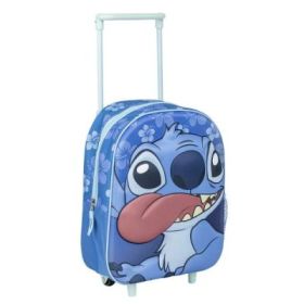 Ghiozdan gradinita Cerda Stitch 3D, 31 cm, 1 compartiment, tip troller, albastru, 37032