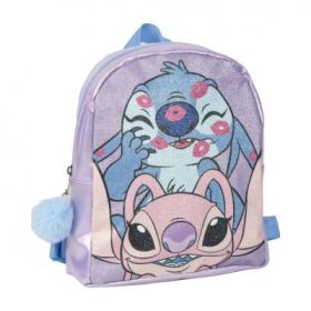 Ghiozdan gradinita Cerda Stitch, 23 cm, 1 compartiment, cu sclipici, roz cu albastru, 34849
