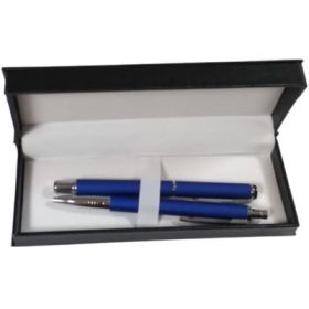 Set cadou stilou + pix Cresco Winner 880022 W-07, corp metalic albastru clips argintiu
