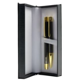 Set cadou stilou + pix Cresco Elegant E850054, corp metalic grafit clips auriu
