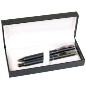 Set cadou stilou + pix Cresco Exclusive S 830146 ES-03, corp metalic negru clips argintiu