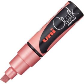 Marker cu creta UNI Chalk PWE-8K, varf tesit, 8. 0mm, Rosu metalizat