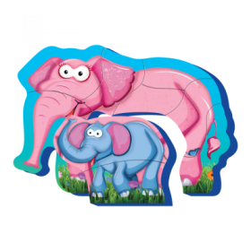 PUZZLE DIN SPUMA EVA, MAMA SI PUIUL ELEFANT, 8 PIESE, PUEDO