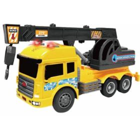 VEHICULE CU LUMINI, SUNETE SI FRICTIUNE, SCARA 1/14, 27CM, MACARA GALBENA