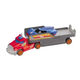 CAMION CU REMORCA SI TELECOMANDA+1 MASINUTA INCLUSA, HOT WHEELS
