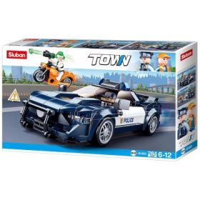 Set de constructie Police, 284 piese, Urmarire cu masina politiei - Sluban