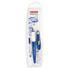 Stilou My Pen, penita M, albastru/alb - blister