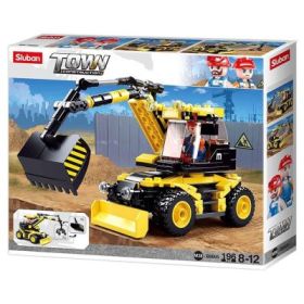 Set de constructie Town, 196 piese, Excavator pe roti, Sluban
