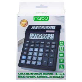 Calculator de birou, multifunctional, 12 digiti, ecran dublu, NEBO