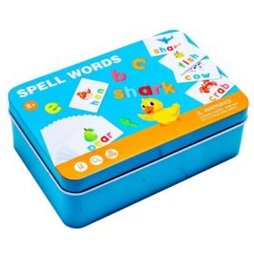 Joc educativ Cartonase + litere, in cutie din metal