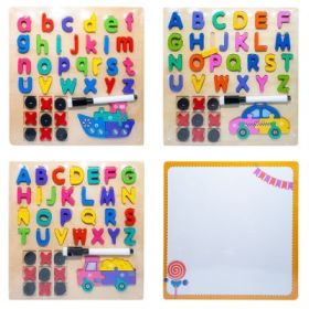 Joc educativ, Litere/Cifre/Forme + tablita, din lemn
