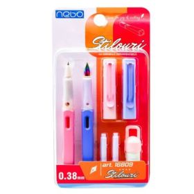 Stilouri cu cerneala termosensibila + rezerve, 2 buc/blister, roz, NEBO