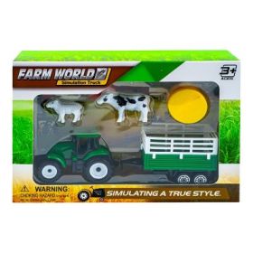 Tractor cu frictiune + figurine animale, 5 piese/set