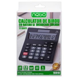 Calculator de birou, 12 digiti, cu baterii si incarcare solara, NEBO