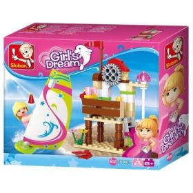 Set de constructie Girl's Dream, 84 piese, Aventura la plaja de surf, Sluban
