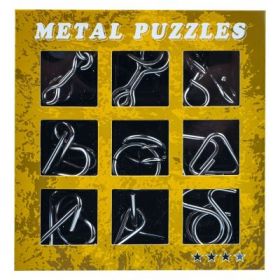 Puzzle mecanic, din metal, set de 9 buc.