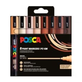 Marker UNI PC-5M 1. 8-2. 5 mm set 8 culori, portret, Posca (M1669)