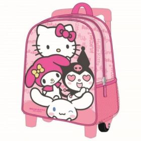 Ghiozdan gradinita 3D Cerda Hello Kitty, 25 cm, 1 compartiment, tip troller, 630022